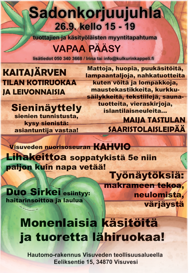 Sadonkorjuujuhla 26.9.2025 klo 15-19